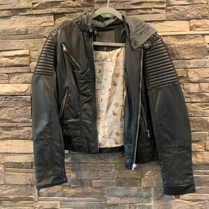 Ci Sono Faux Leather Jacket Hood